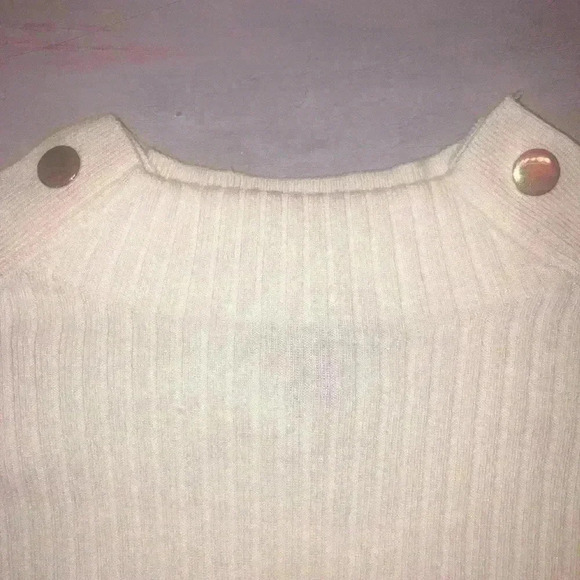 Talbot's Ribbed Mock Neck Gold Studs long sleeve pullover Size Medium PRISTINE! - Picture 2 of 8